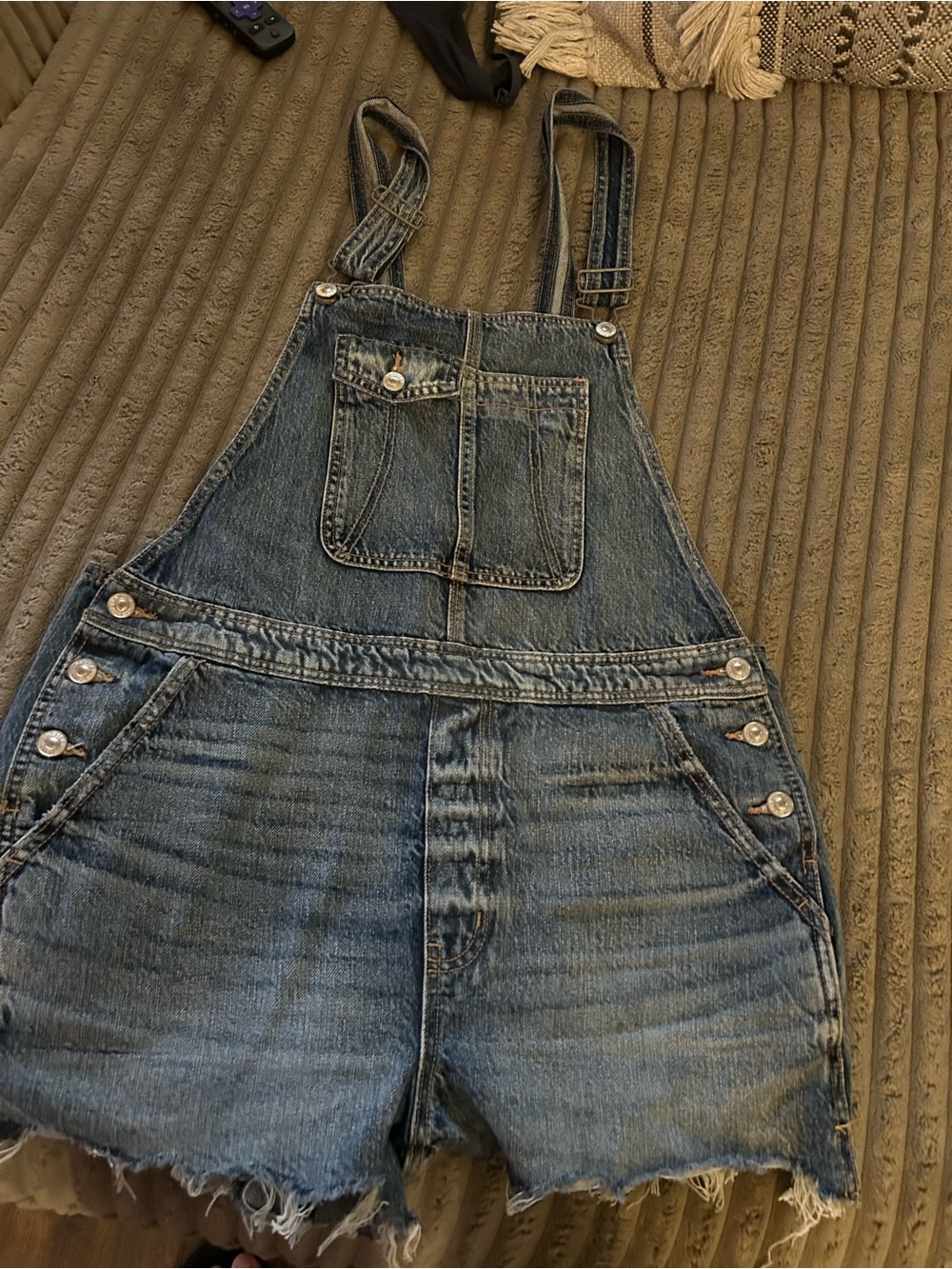 American Eagle Outfitters Blue Denim Overall Jean Shorts